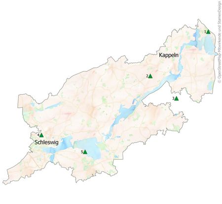 Karte mit den Naturerlebnisräumen im Naturpark Schlei